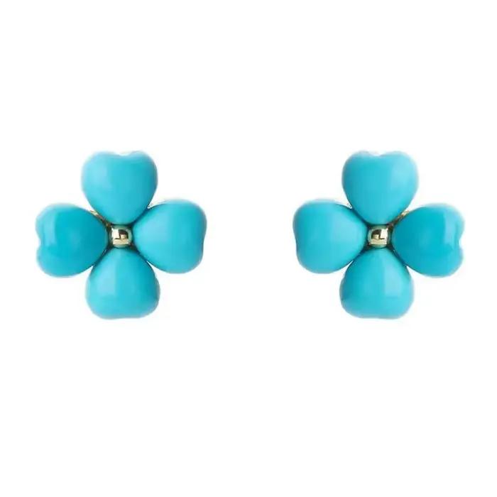 Boucles d'oreilles en argent plaquées pour femmes, design classique, coeur bleu, occasion spéciale, cadeau d'anniversaire