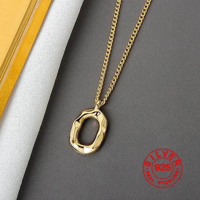 Argent élégant rond couleur or géométrique pendentif collier Bijoux fins pour les femmes
