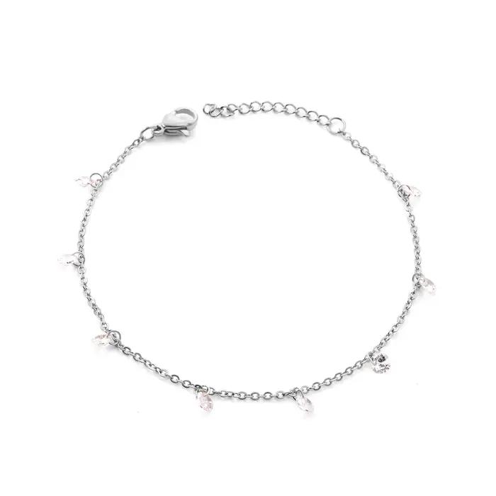 Bracelets de luxe en acier inoxydable pour femmes plaqué or couleur argent charme cubique zircone lien chaîne