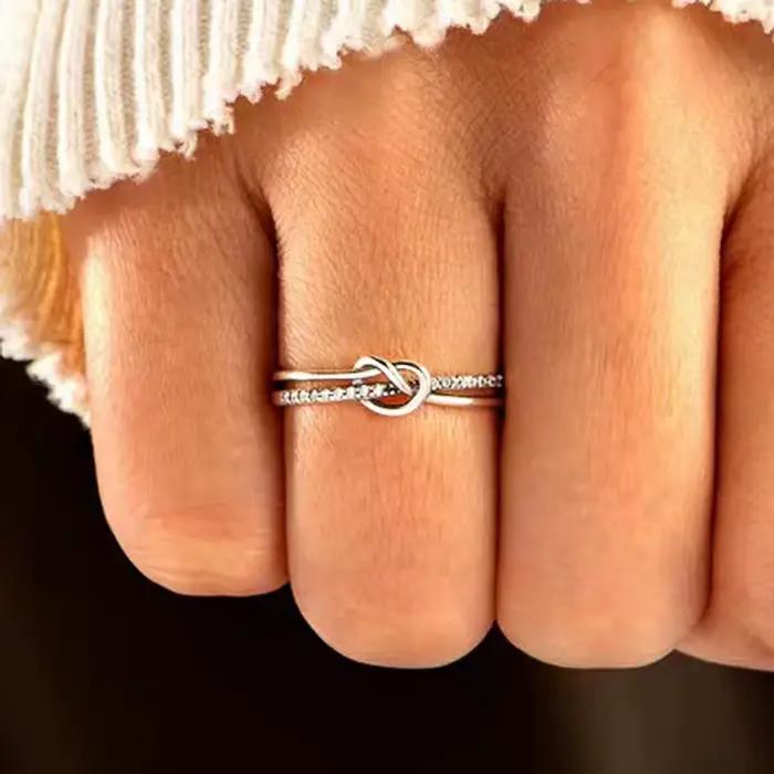 Huretailers-Bague de mariage délicate pour femme, bijoux d'amour délicats pour femme, contre-indiqué