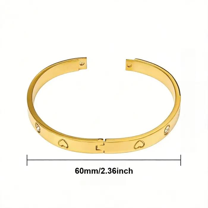 Bracelet en zircon en forme de cœur couleur or
