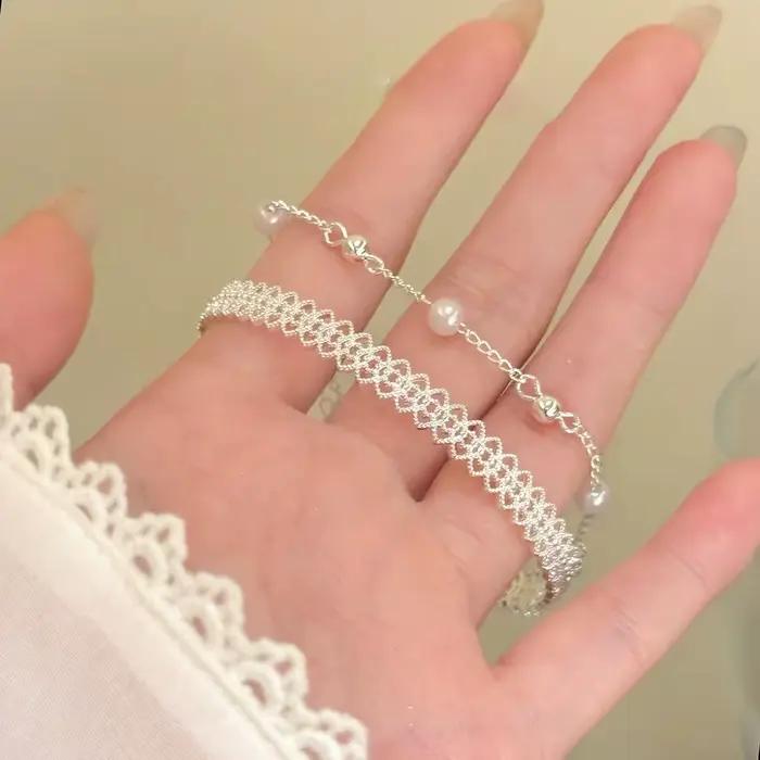 Nouveau bracelet en argent sterling 925, forme géométrique simple, bracelet pour femme, charme personnalisé, bijoux exquis