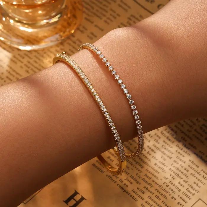 ZAKOL 2 pièces/ensemble nouveau Turquoise brillant Zircon Tennis Bracelet ensemble pour les femmes mode bleu pierre de mariage bijoux accessoires