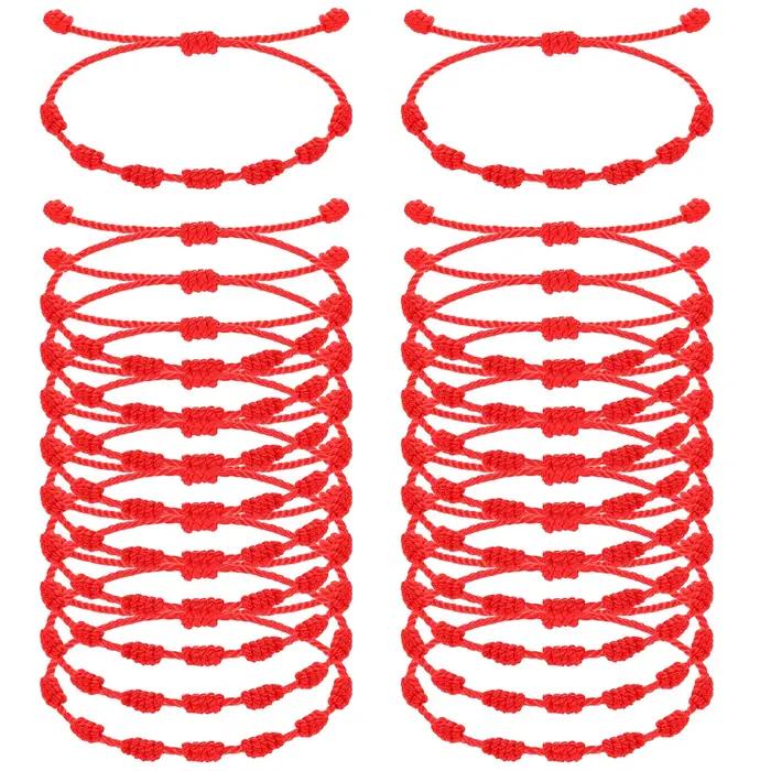 Bracelet à cordes rouges à 7 nœuds pour Couple
