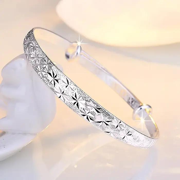 Bracelets en argent Sterling 925 pour femmes avec breloques ouvertes modernes et élégants pour occasions de fête et bal