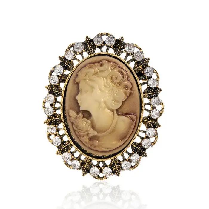 Broche camée de reine au Design victorien Vintage, cadeau de bijoux de beauté de mariage Antique, Style élégant