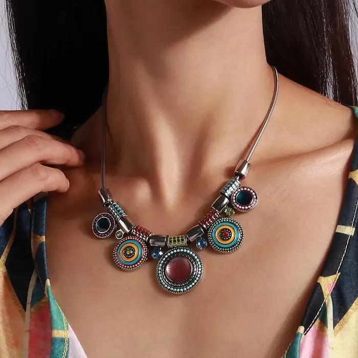 Aihua mode bohème Collier ras du cou Vintage ethnique népal déclaration Maxi