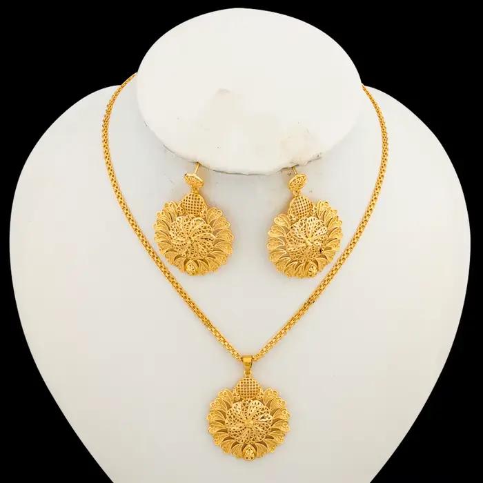 Ensemble de bijoux italiens couleur or pour femmes