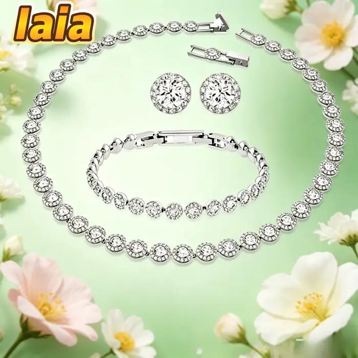 Ensemble de luxe classique très tendance, collier, bracelet, boucles d'oreilles, multifonctionnel et magnifique - Cadeau pour la Saint-Valentin