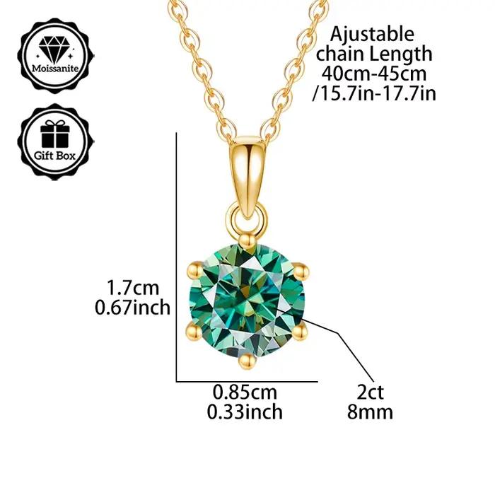 LAMVOICE bijoux pour femmes collier moissanite 2 carats