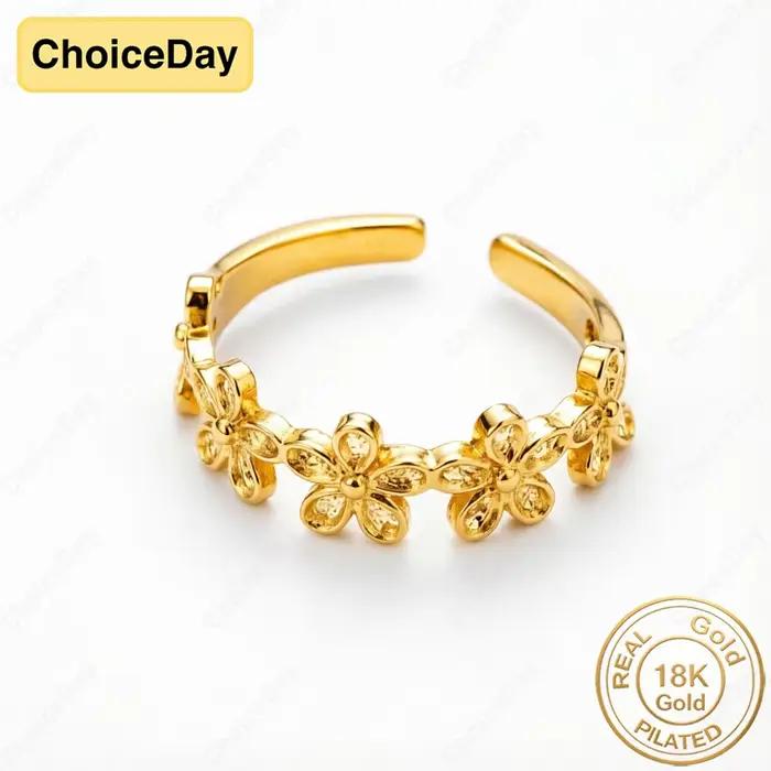 Bague florale luxueuse plaquée or 18 carats à la mode pour mariage ou cérémonie festive femmes occassionnels bijoux de luxe avec certificat GDTC ajustement parfait