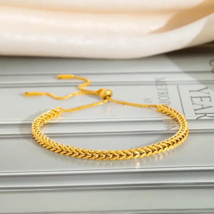 Bracelet à nœud coulissant réglable pour femme – Acier inoxydable chirurgical hypoallergénique – Chaîne de luxe minimaliste