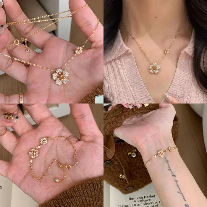 Foyimagination-Ensembles de bijoux de conception de fleurs rétro français pour femmes