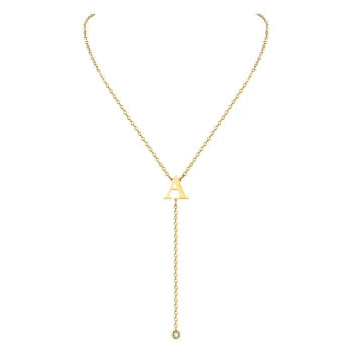 Colliers de la présidence initiale Lariat pour femmes, longue lettre JO-Z en acier inoxydable, pende