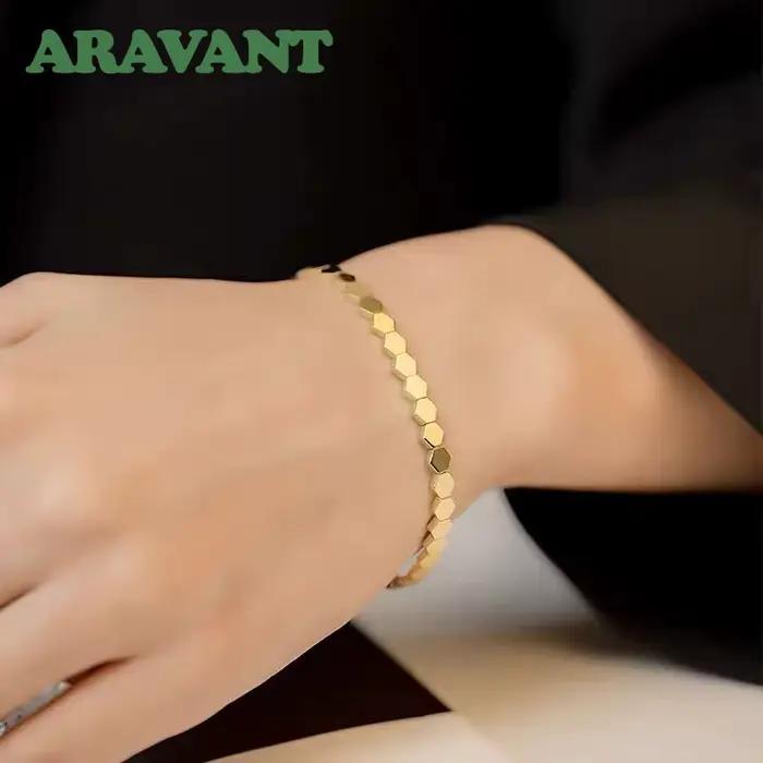 Bracelet géométrique en forme de losange en argent 925 et or 18 carats pour femmes