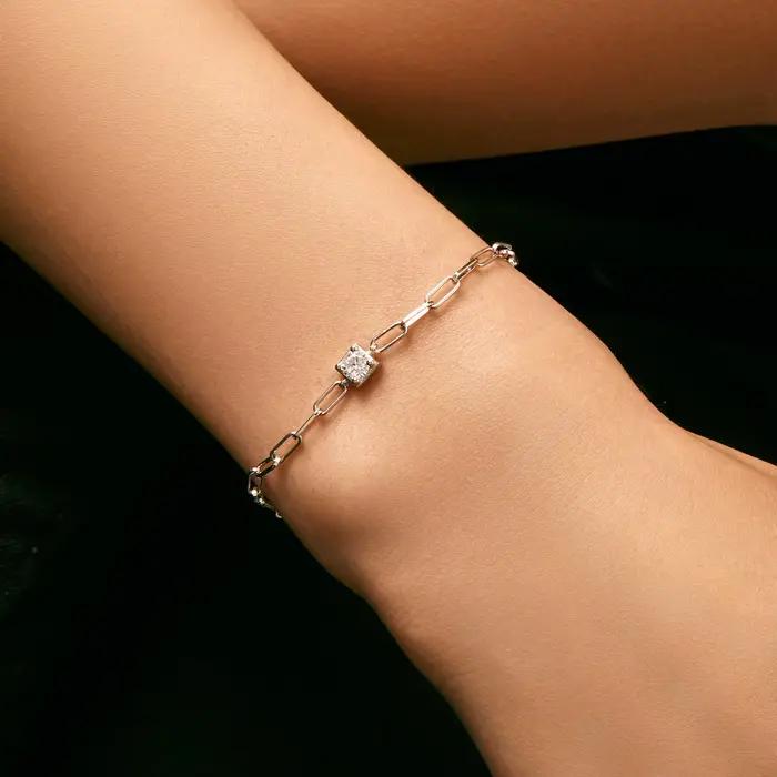 Bracelet Moissanite en Argent Sterling 0.3 et Diamant de Laboratoire 925 Carat