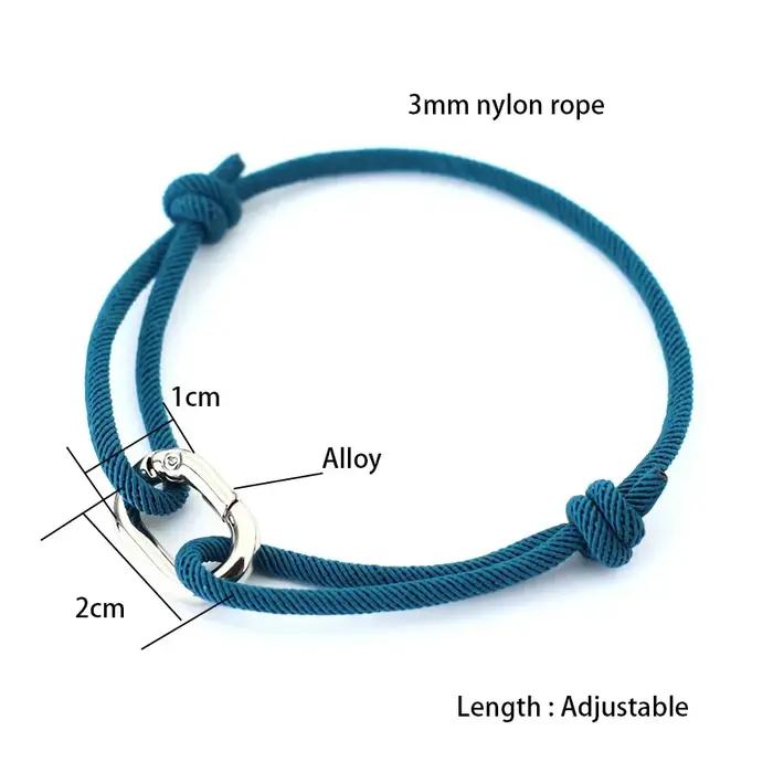 Bracelet en corde fine de 3mm pour hommes et femmes