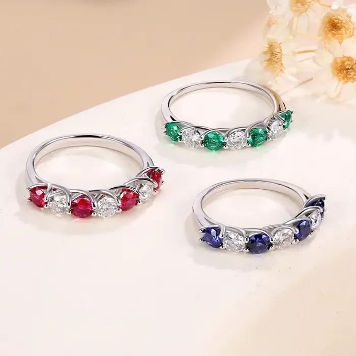 Bague en argent Sterling 925 sertie d'émeraude et de Moissanite, alliance de mariage pour femme, bijou vintage classique pour occasions spéciales