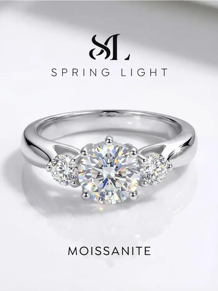 Bague ronde en diamant Moissanite 1CT pour femmes