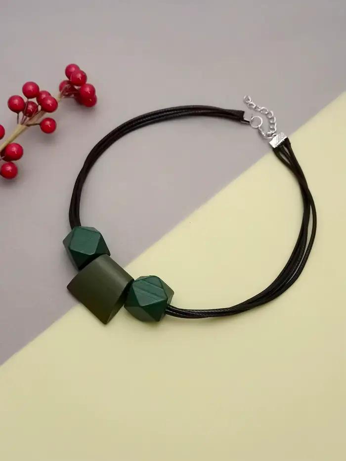 Collier minimaliste multi-brins pour femmes, avec perles géométriques en bois naturel, pendentif vintage Boho Chic, 03/Wear
