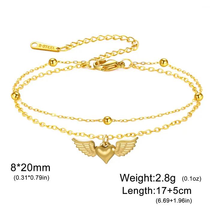 Teamer – Bracelet à breloques en forme d'aile de cœur pour femmes