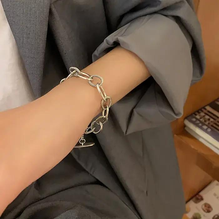 Bracelets minimalistes en argent Sterling 925 pour femmes, chaîne épaisse, nouvelle mode Vintage Punk Hiphop, bijoux cadeaux de fête