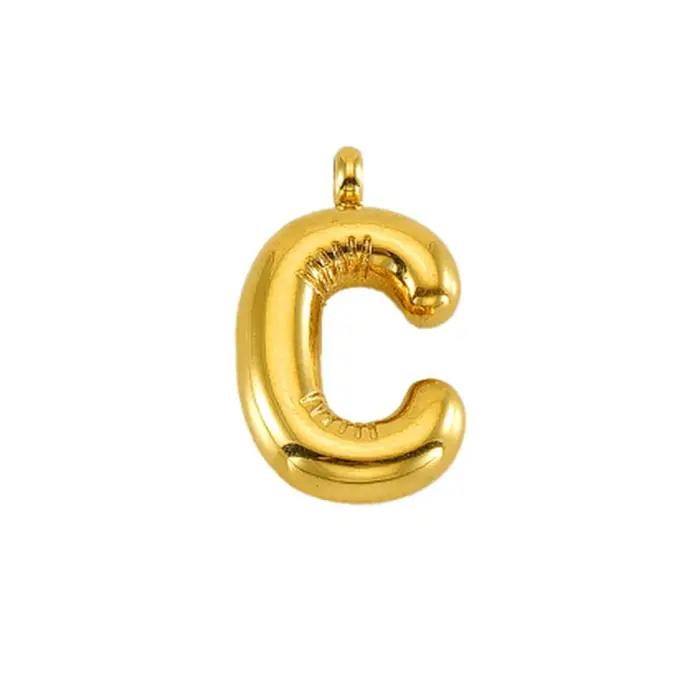 Pendentif lettre PVD plaqué or, collier Initial bulle Alphabet en acier inoxydable pour la fabricati