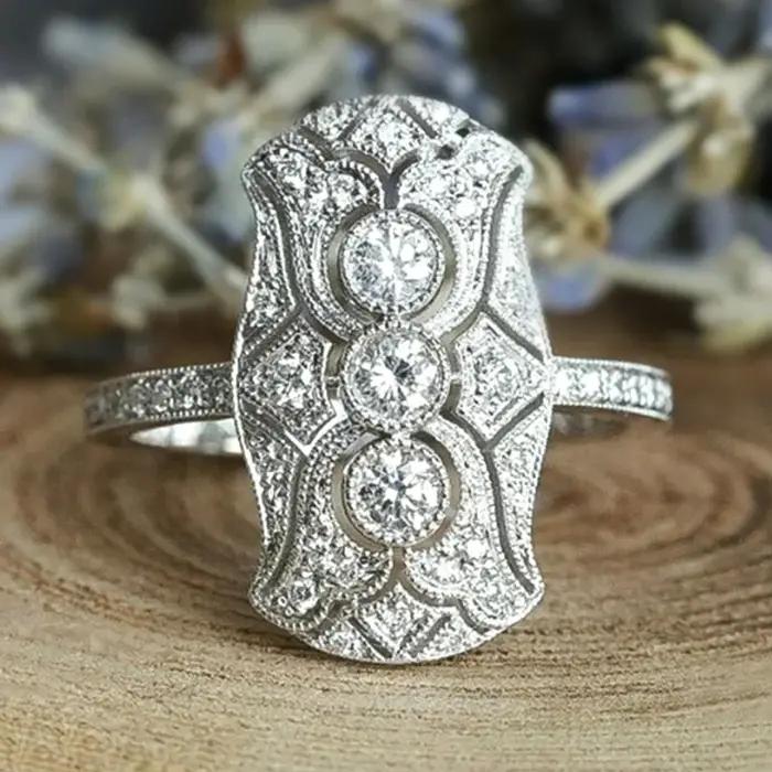 Bague en laiton avec zircone cubique, alliance de mariage pour femme, bijou de cérémonie de fiançailles, cadeau d'occasion spéciale, élégante et durable
