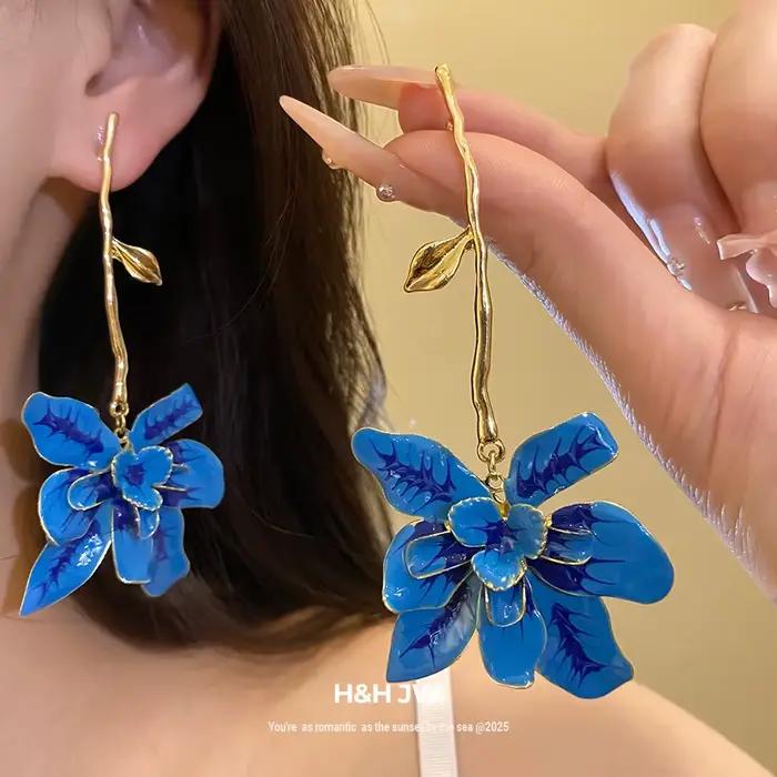 Boucles d'oreilles fleur design rétro élégantes et luxueuses accessoires pour oreilles bijoux femme occasions spéciales