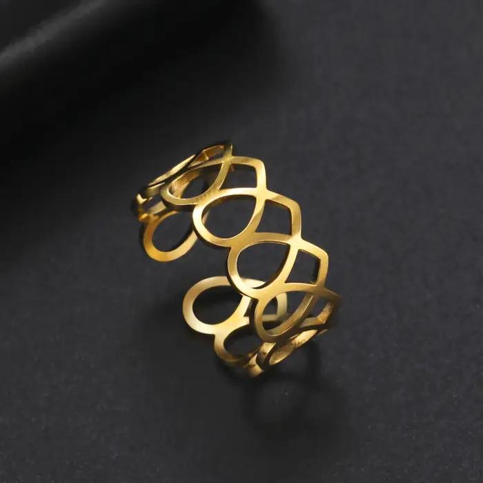 Bague en acier inoxydable plaqué or 18 carats forme cœur romantique et mignon cadeau pour mariage saint valentin anniversaire occasions spéciales