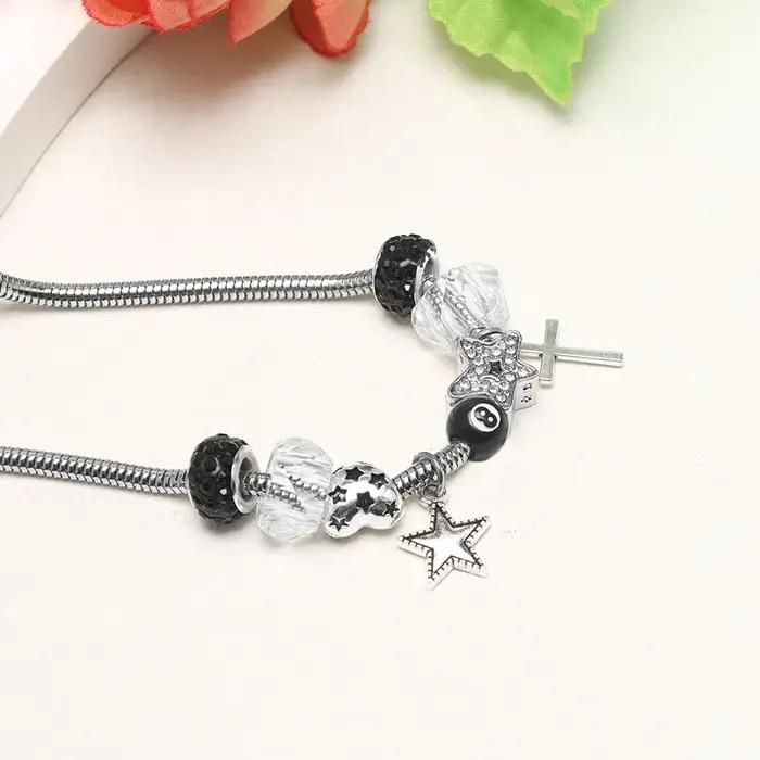 Nouveau noir No.8 boule léopard coeur étoile croix Bracelet collier Unique à la mode doux polyvalent personnalisé bijoux cadeau