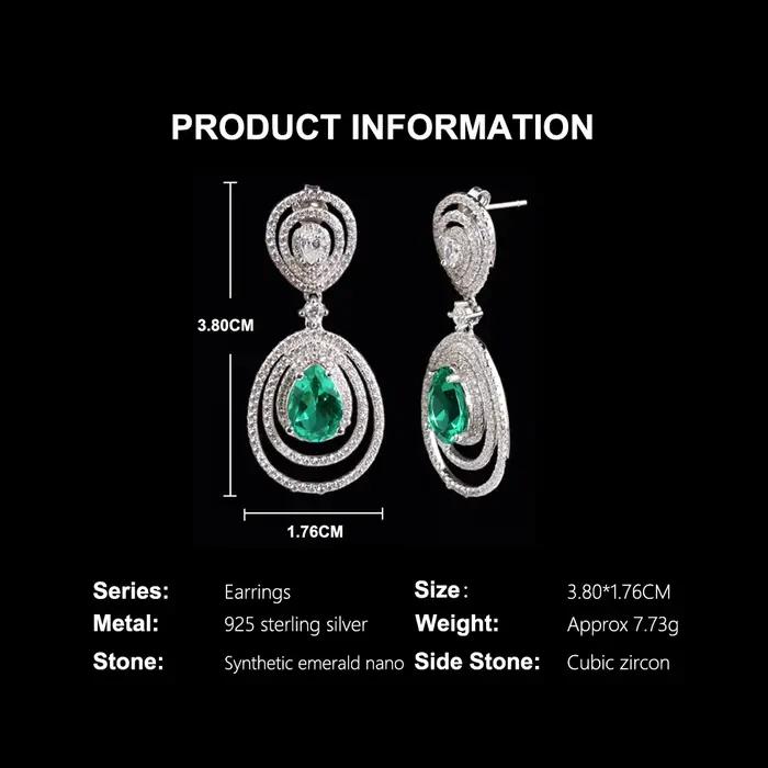 Boucles d'oreilles longues de luxe en argent S925