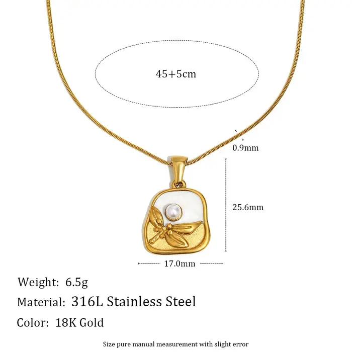 E.B.belle – collier à breloques en forme de fleur en émail, Style Vintage, en acier inoxydable plaqué or 18 carats, bijoux de cou pour femmes et filles