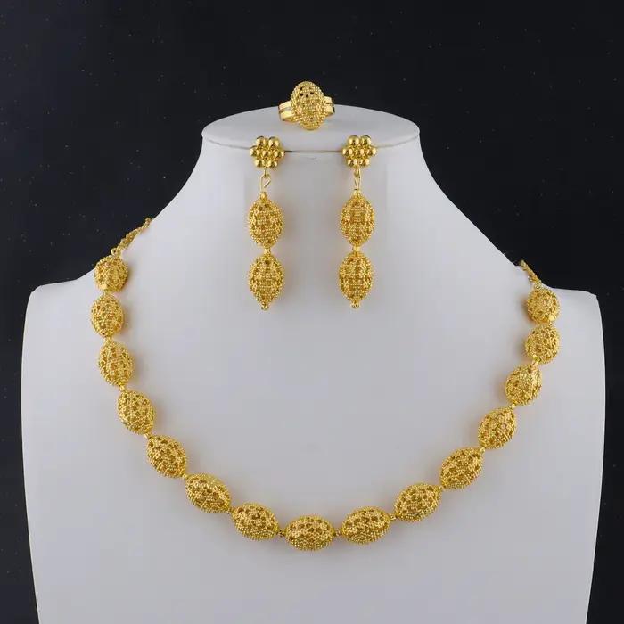 Ensemble collier et boucles d'oreilles de luxe pour femmes, cadeau de fête de mariage, bijoux élégants, accessoires pour femmes