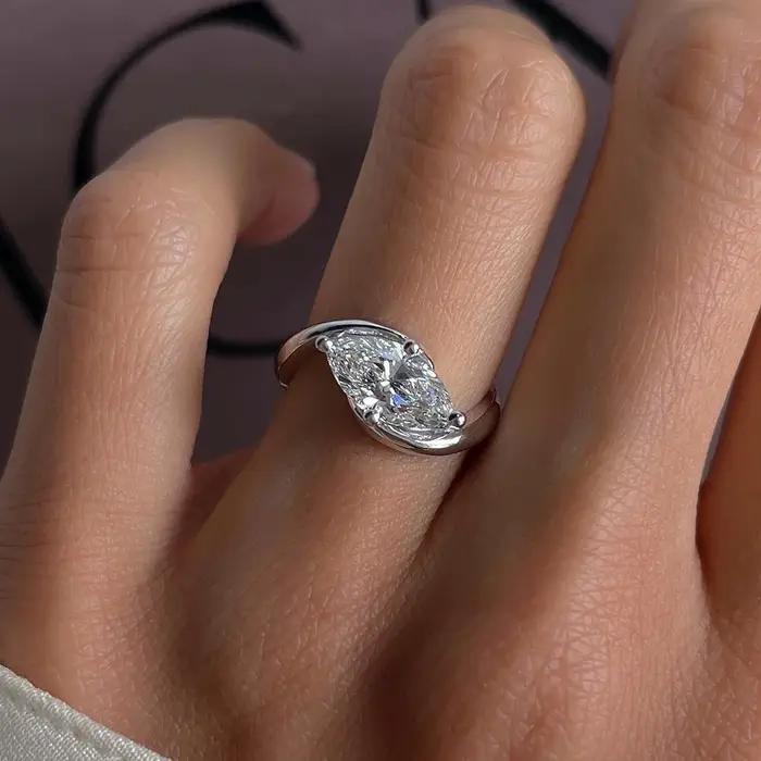 BXINY 1/2CT Marquise Moissanite bague S925 argent plaqué or 18K pour femmes hommes Solitaire alliance cadeau bijoux fins avec GRA
