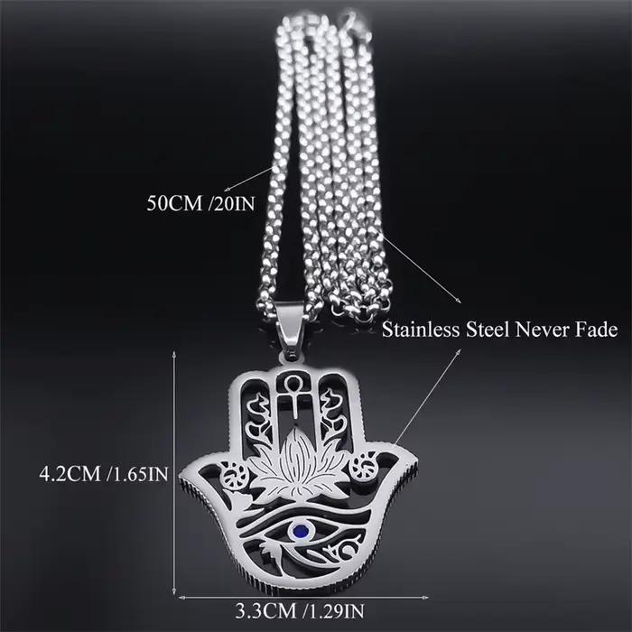 Collier Hamsa Main de Fatima Annie Fleur Oeil d'Horus pour Femme