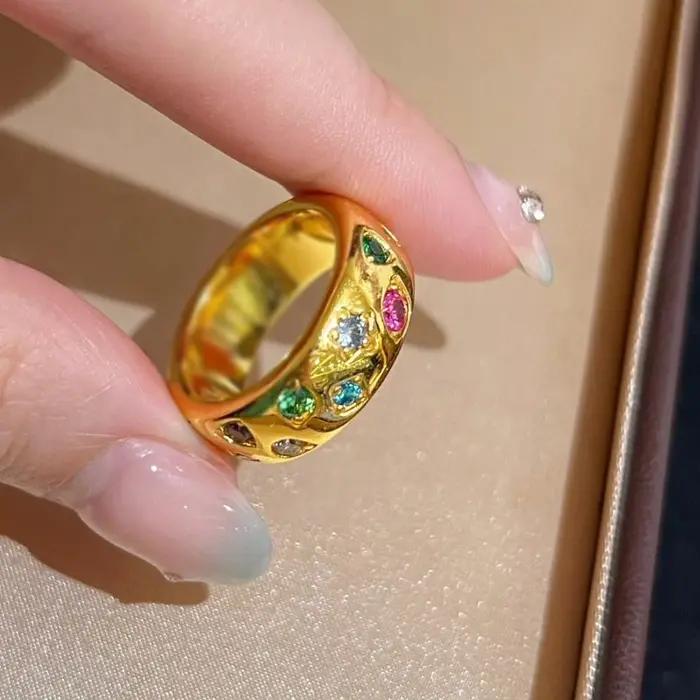 Bagues en diamant coloré incrusté brillant haut de gamme pour femmes