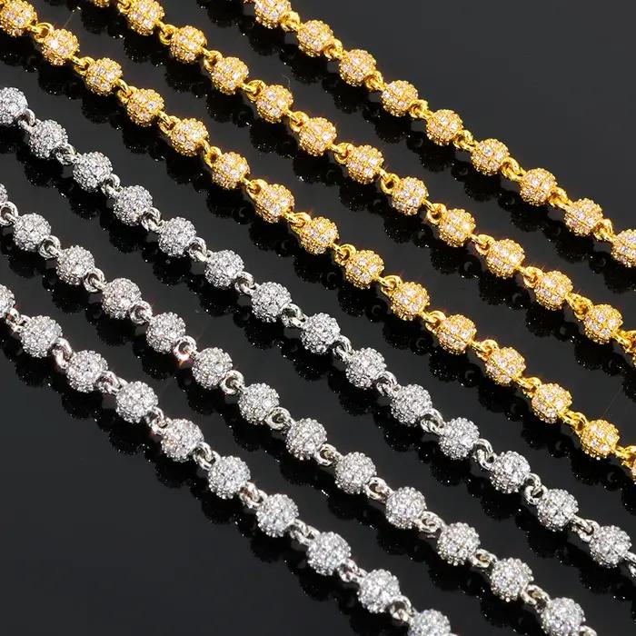 Bracelet en diamant et perles rondes personnalisable pour femmes, plaqué or, certifié GDTC, pour soirées et occasions spéciales