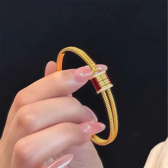 Bracelet deux-en-un en or pur 24 carats AU999 pour femmes