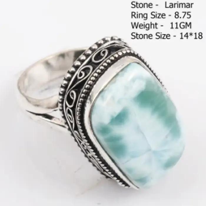 Bague en larimar véritable pour femme, cadeau
