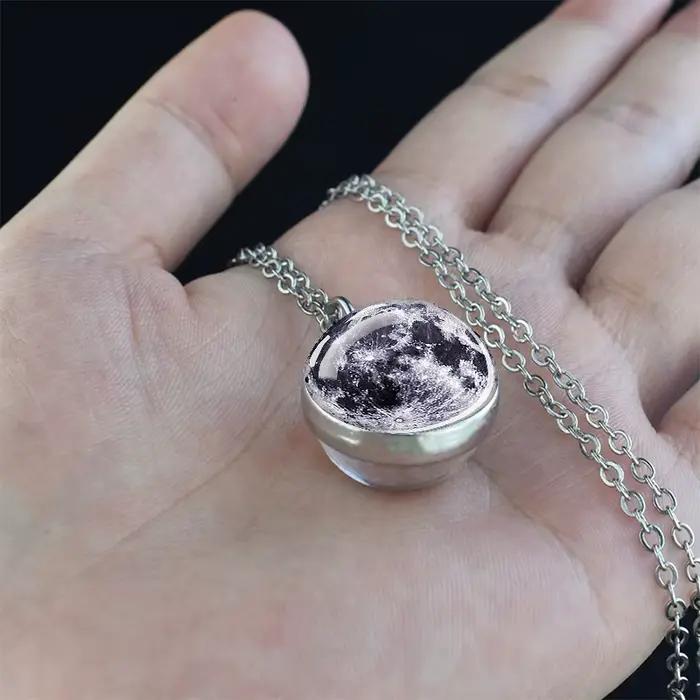 Collier planète aurore avec boule de verre double face, bijou d'astronomie pour femmes et hommes, cadeau occasion spéciale