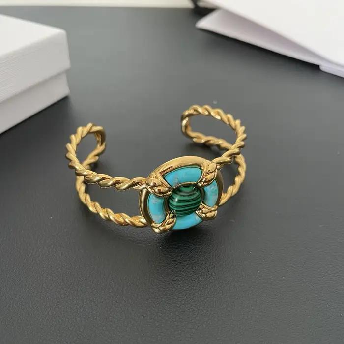 Collier et bracelet avec pendentif turquoise de marque de mode pour femme, accessoires de bijoux de