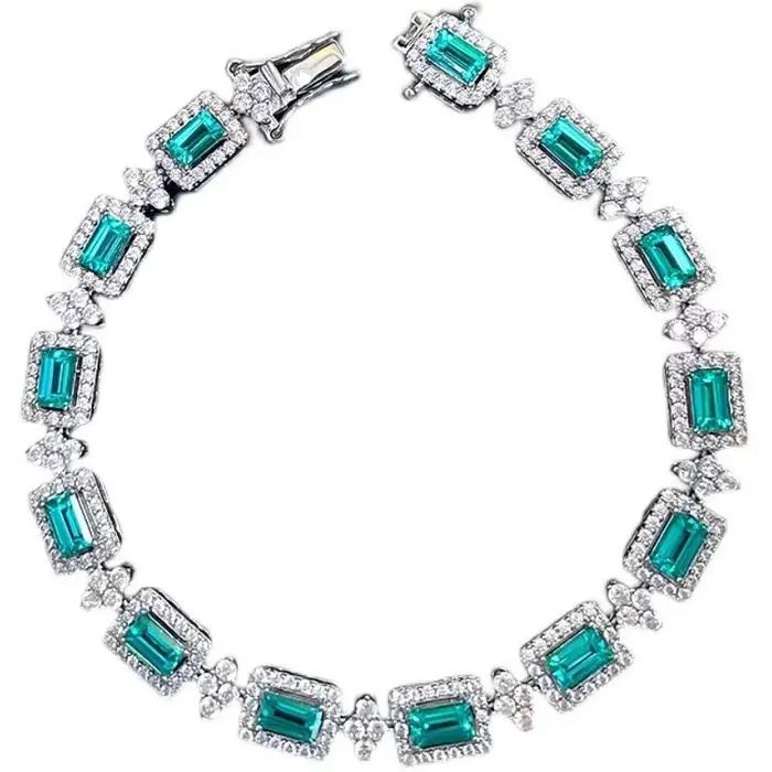 Bracelet en silver sterling serti de zirconium blanc avec certificat pour femmes style punk et occasions spéciales