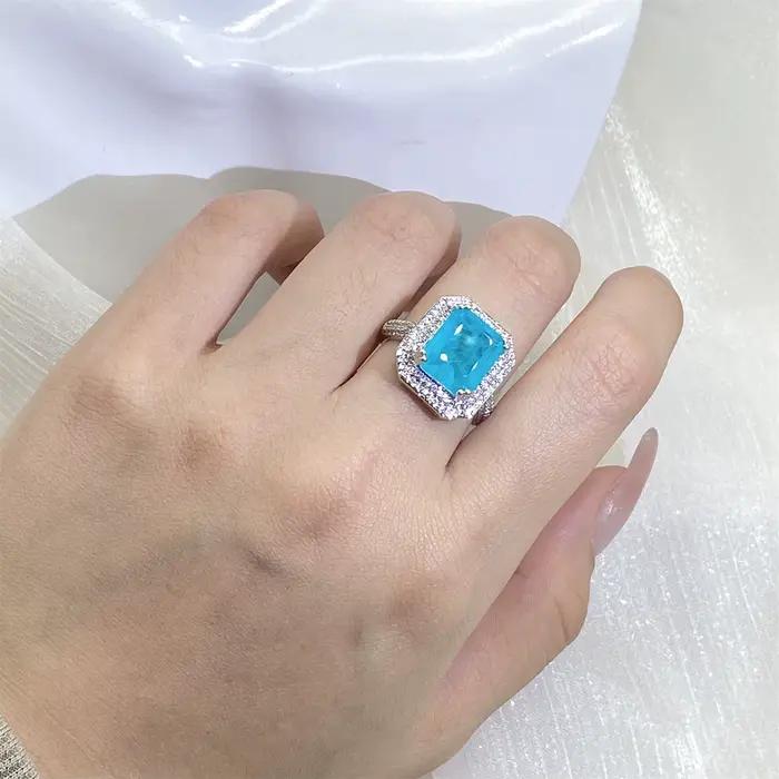 Bague Paraiba en Zircon rose bleu vert pour femmes bijoux de fête haute qualité bague de fiançailles cadeau anniversaire fantaisie occasion spéciale