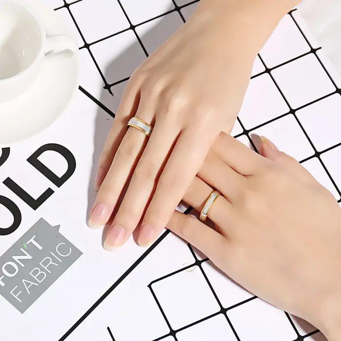 Bague de mariage personnalisée NUOBING double couleur or argent pour femmes, alliance de mariage unique, nom et date gravés, acier inoxydable, bagues personnalisées pour occasions spéciales