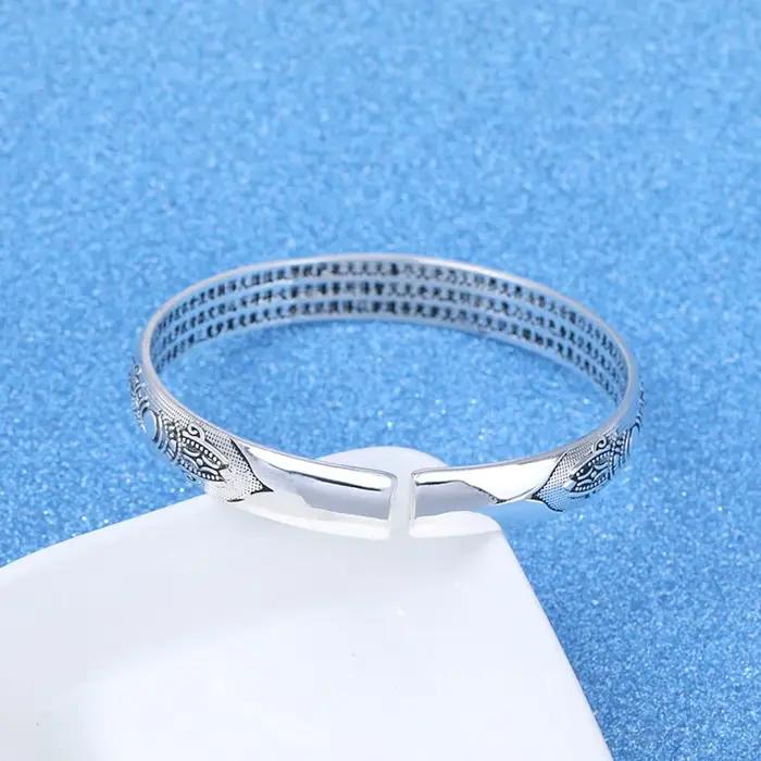 Bracelet Jonc Rond Tendance en Argent Sterling 925 pour Femme Occasions Spéciales Classique Blanc