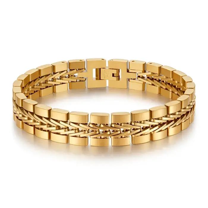 Loe | Bracelet Punk en acier inoxydable pour hommes, mode garçon, plaqué or, bijoux Hip Hop, nouveau Design