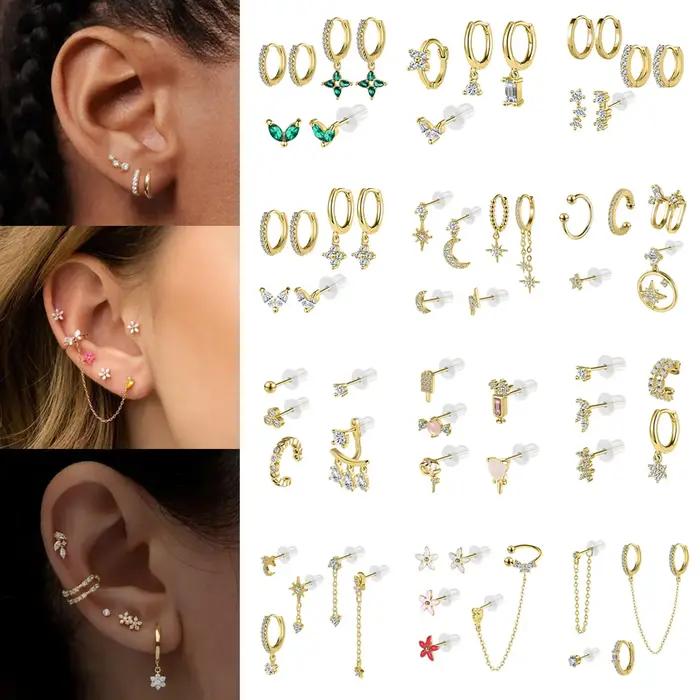 Boucles d'oreilles à tige en argent 925 serties de zirconium blanc élégantes pour femmes et filles, idéales pour les occasions spéciales et le port quotidien