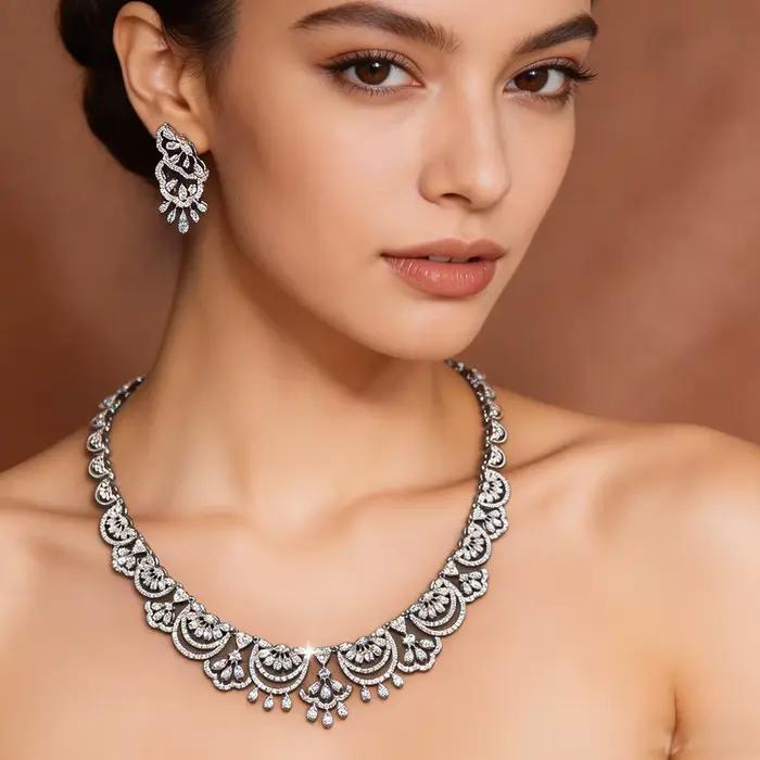 Parure de bijoux de luxe en plaqué or 14 carats avec zircone cubique lunaire pour femme, cadeau d'anniversaire, mariage et occasions spéciales