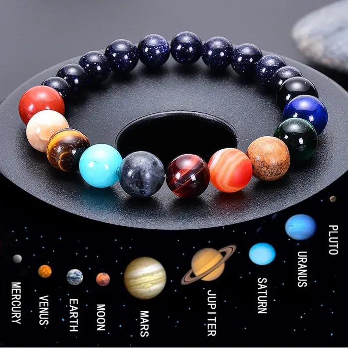 Bracelet système solaire huit planètes bijou cosmique fait à la main pour couple amis bijoux tendance cadeau holographique